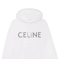 Shop CELINE SS23 White Mesh Letter Print Relaxed Sweatshirt. 2Y570950P-01EA