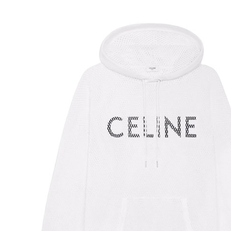 Purchase CELINE SS23 Sudadera Relajada Blanca de Malla con Estampado de Letras. 2Y570950P-01EA