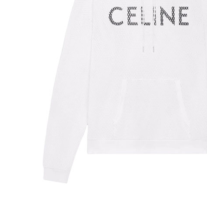 Details for CELINE SS23 Sudadera Relajada Blanca de Malla con Estampado de Letras. 2Y570950P-01EA