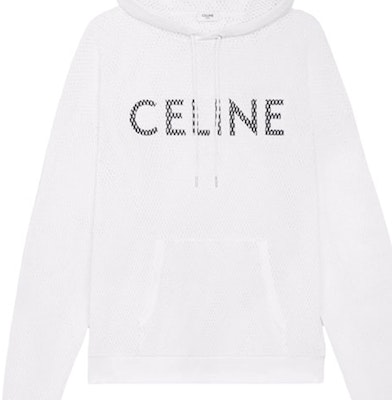 CELINE SS23 White Mesh Letter Print Relaxed Sweatshirt. 2Y570950P-01EA Sizing CELINE SS23 White Mesh Letter Print Relaxed Sweatshirt. 2Y570950P-01EA