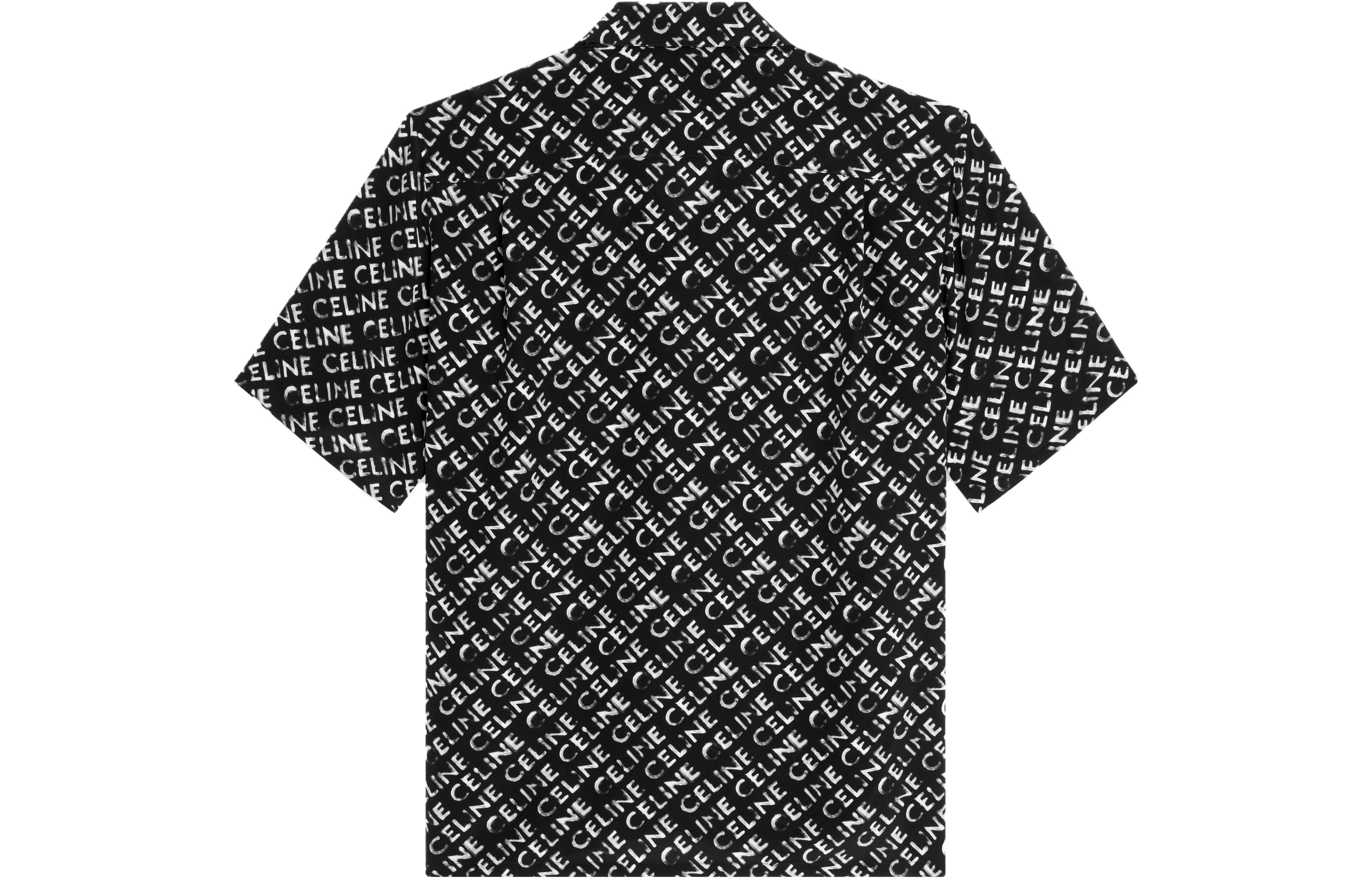 Lookbook CELINE SS23 全版字母印花黑色短袖襯衫 2C946748T-38CE