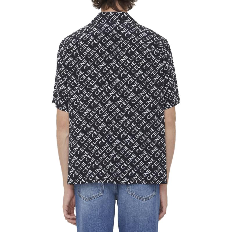 Purchase CELINE SS23 全版字母印花黑色短袖襯衫 2C946748T-38CE