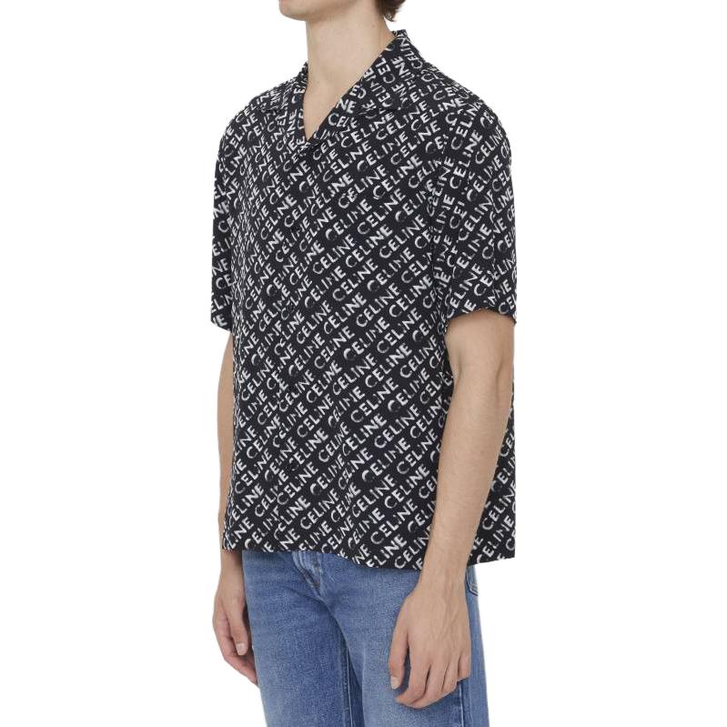 Details for CELINE SS23 全版字母印花黑色短袖襯衫 2C946748T-38CE