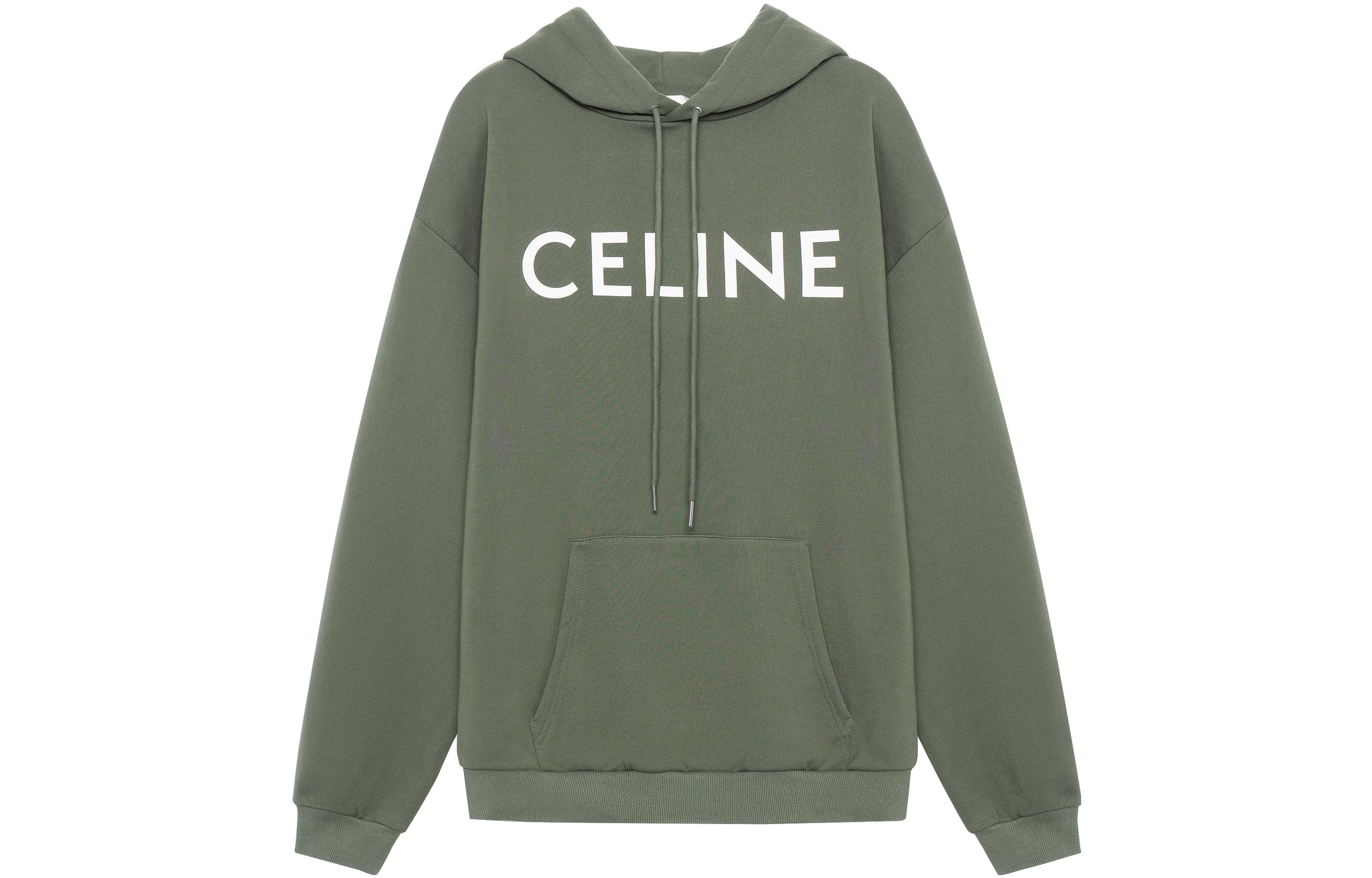 Order CELINE SS23 Bauhaus Cetakan Huruf Hoodie Hijau Lelaki 2Y321670Q-02KF