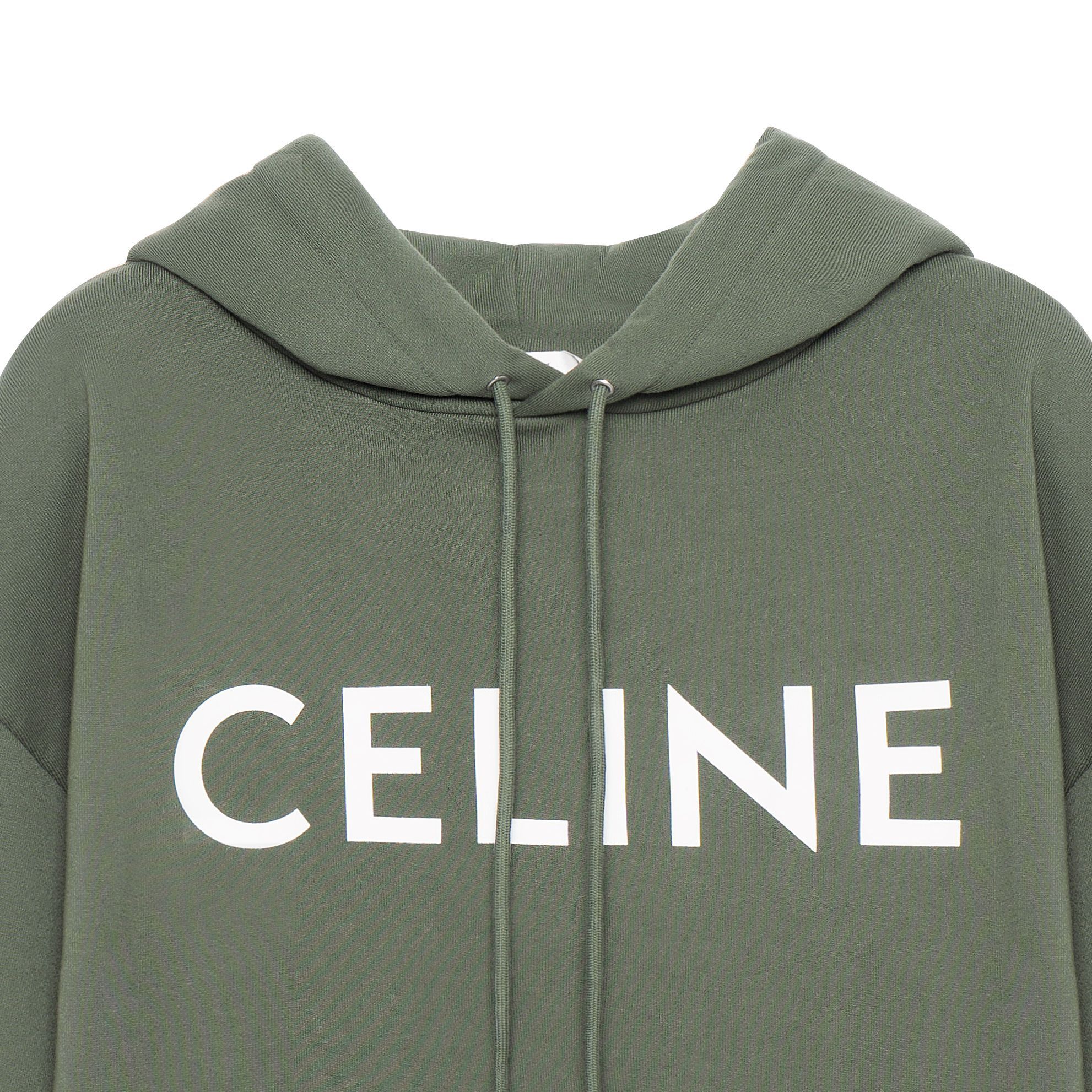 Cheap CELINE SS23 Bauhaus Cetakan Huruf Hoodie Hijau Lelaki 2Y321670Q-02KF