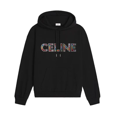 Celine SS23 Black Hoodie with Letter Logo Print Pattern 2Y87B670Q-38ML