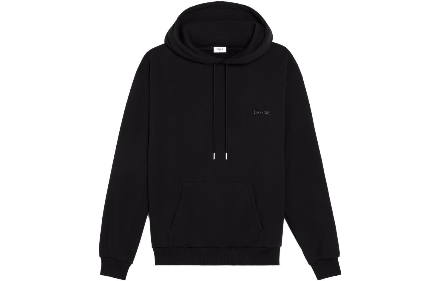 Celine SS23 Black Hoodie with Letter Print and Drawstring 2Y961670Q-38NS