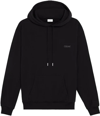 Celine SS23 Black Hoodie with Letter Print and Drawstring 2Y961670Q-38NS Buy Celine SS23 Black Hoodie with Letter Print and Drawstring 2Y961670Q-38NS