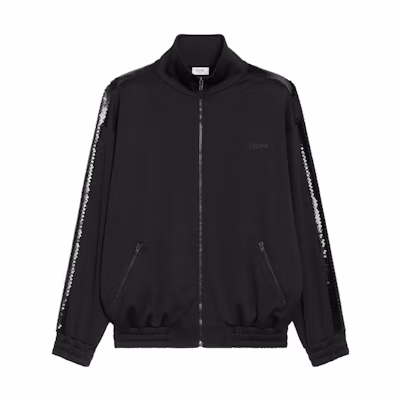 Celine SS23 Black Zip-Up Jacket with Logo Print Long Sleeves Casual Style 2Y892121O-38NO