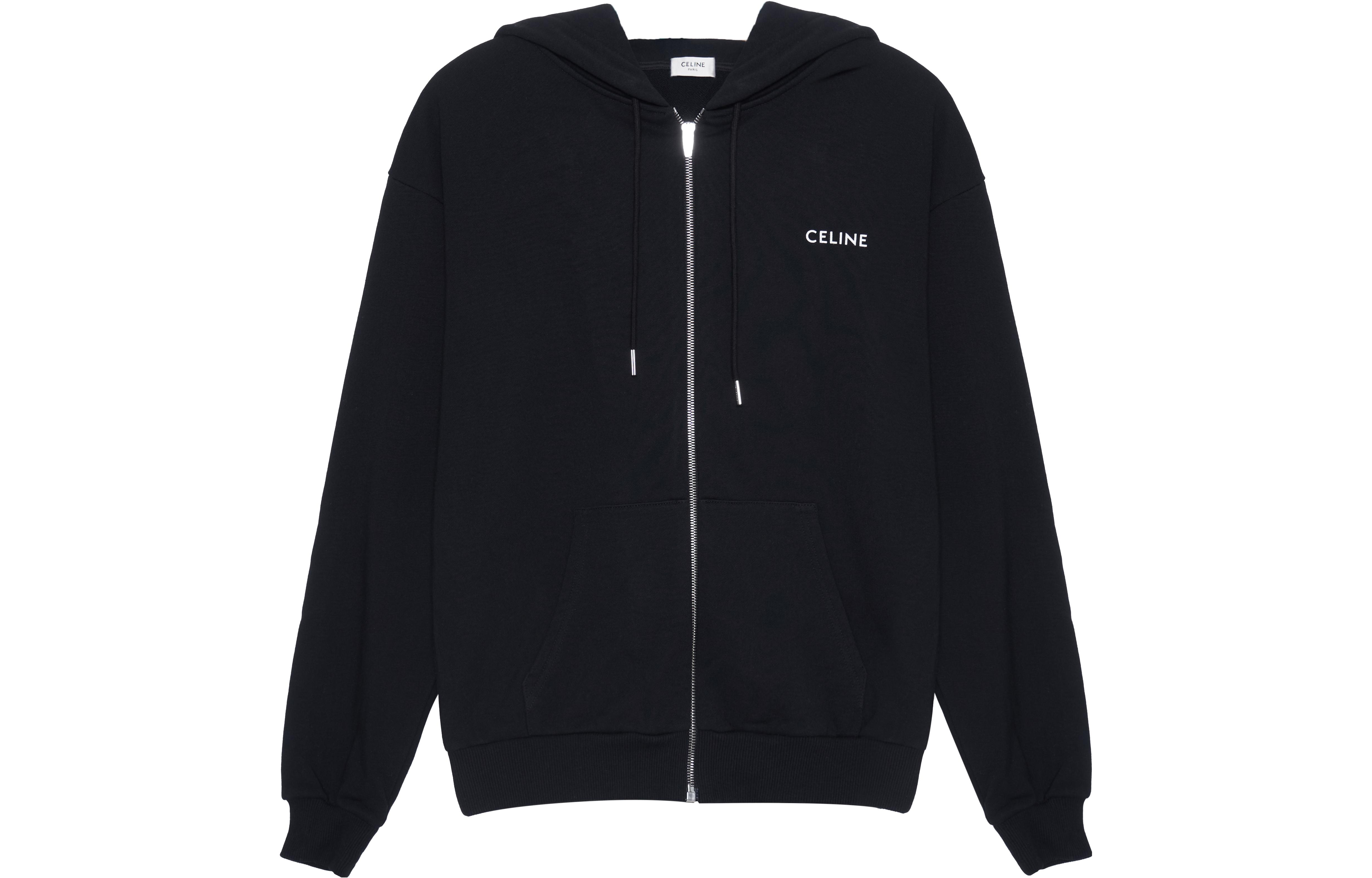 Celine SS23 Black Zip Hoodie with Solid Letter Print 2Y28B670Q-38AW