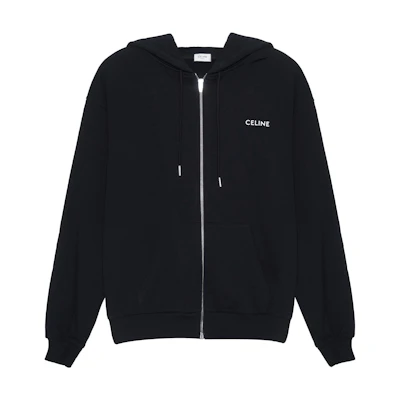 Celine SS23 Black Zip Hoodie with Solid Letter Print 2Y28B670Q-38AW