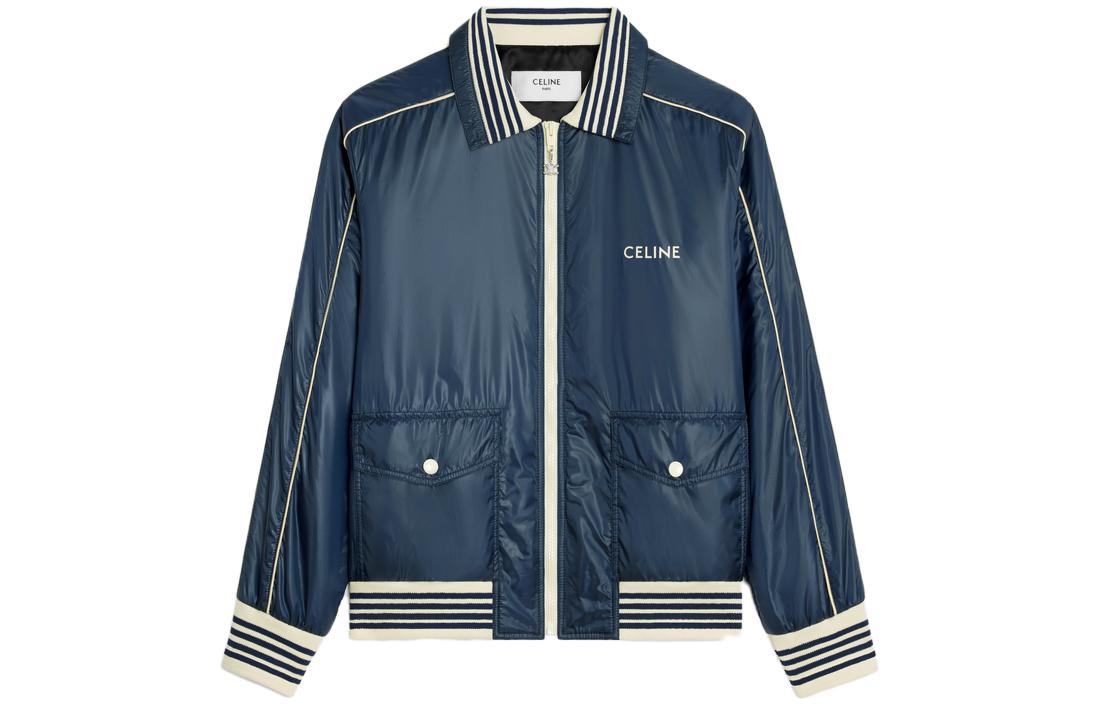 Celine SS23 Blue Striped Letter Print Zip-Up Jacket 2W973661V-07MR