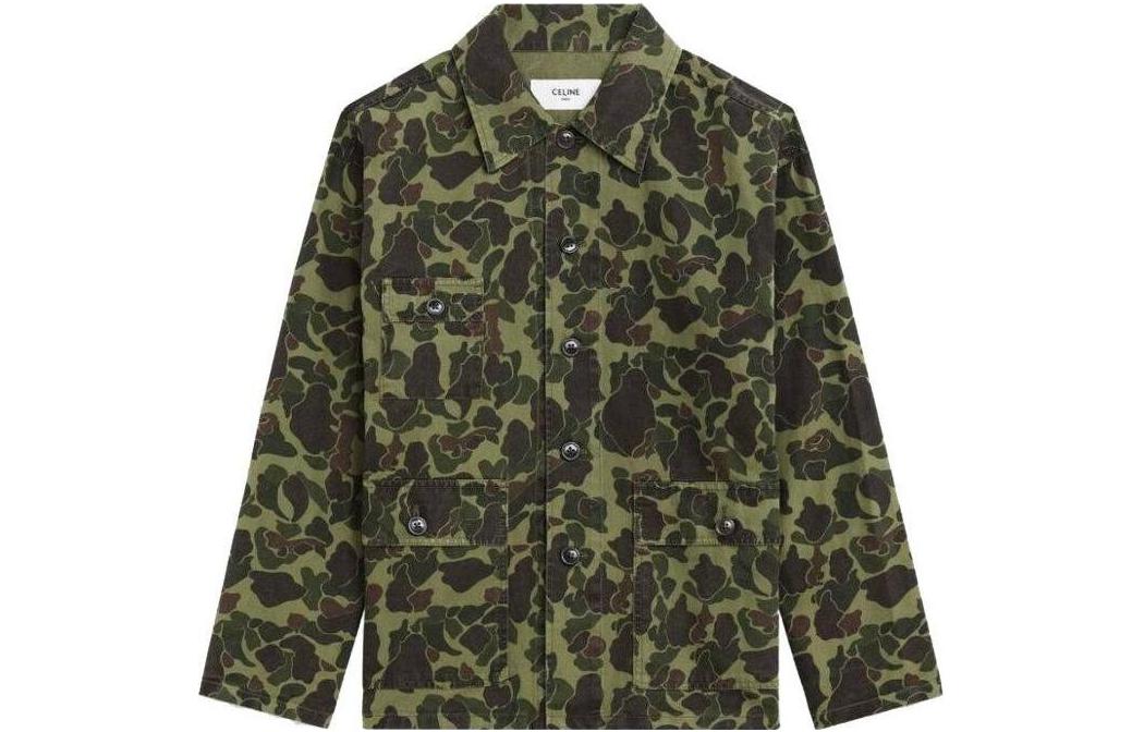 Celine SS23 Camouflage Print Single-Breasted Long Sleeve Jacket Green 2C275542I-02KK