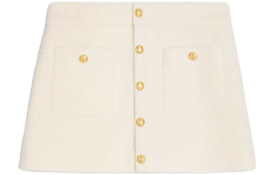 CELINE SS23 Chalk White Mid-Rise Casual Skirt with Button Details. 2J638371R-01RD