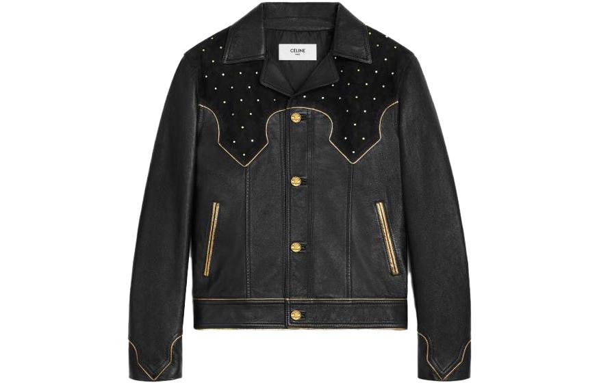 Celine SS23 Color-Block Button-Up Long-Sleeve Jacket Black Menswear 2EH26280D-38NG