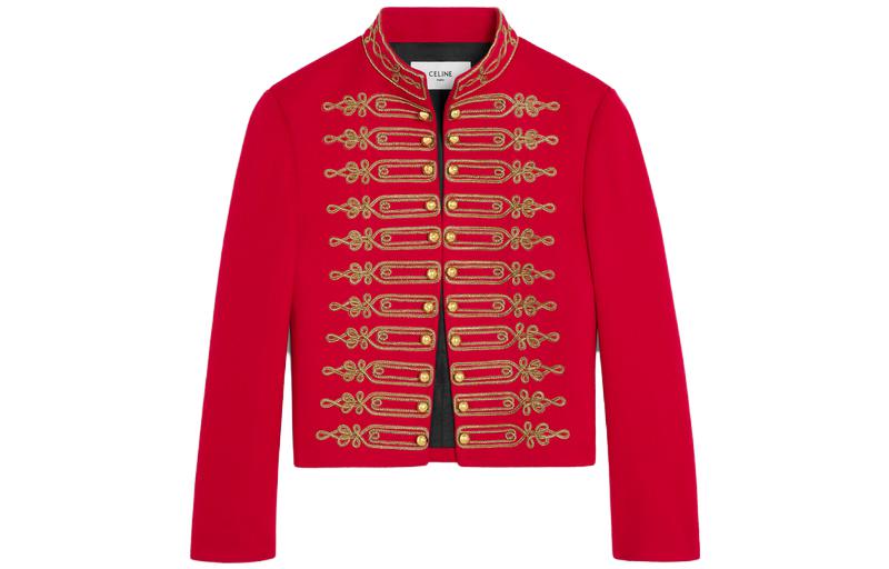 Celine SS23 Colorblock Embroidered High Collar Jacket Red 2V80R998K-27IR