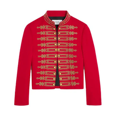 Celine SS23 Colorblock Embroidered High Collar Jacket Red 2V80R998K-27IR