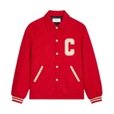 Celine SS23 Colorblock Striped Letter Print Long Sleeve Jacket Red Mens 2V02K896C-27ED