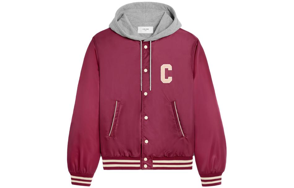 Celine SS23 Colorblock Striped Logo Print Hoodie Jacket Men’s Maroon 2W15A227R-28BD