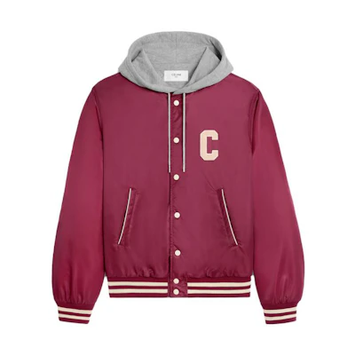 Celine SS23 Colorblock Striped Logo Print Hoodie Jacket Men’s Maroon 2W15A227R-28BD