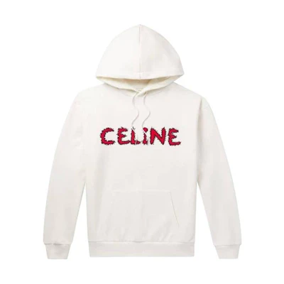 CELINE SS23 Distressed Letter Print Pullover Hoodie White 2Y88B670Q-01AG