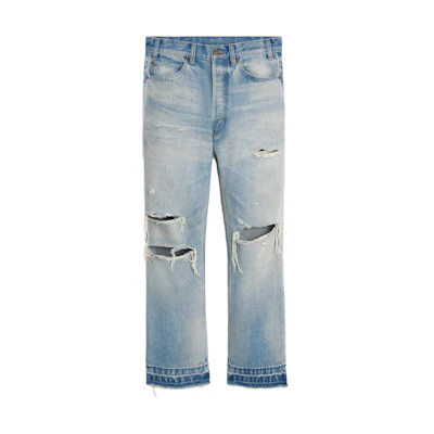 CELINE SS23 Distressed Washed Straight-Leg Jeans for Men Blue. 2N829033S-08WT