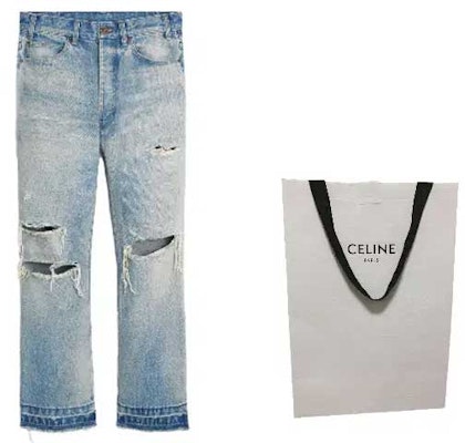 CELINE SS23 Distressed Washed Straight-Leg Jeans for Men Blue. 2N829033S-08WT Lookbook CELINE SS23 Distressed Washed Straight-Leg Jeans for Men Blue. 2N829033S-08WT