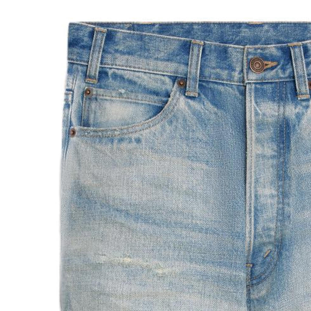 Shop CELINE SS23 Distressed Washed Straight-Leg Jeans for Men Blue. 2N829033S-08WT