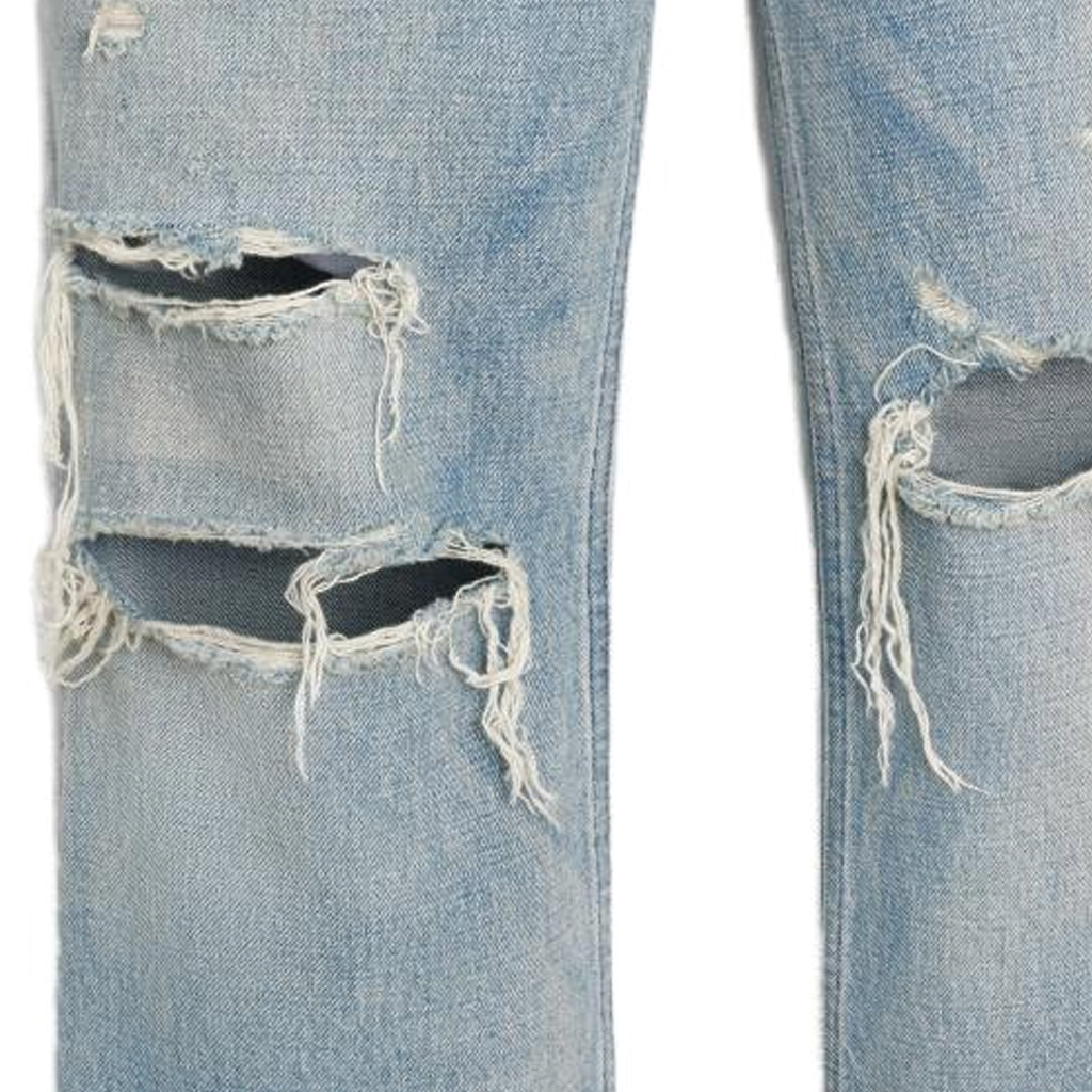 Sizing CELINE SS23 Distressed Washed Straight-Leg Jeans for Men Blue. 2N829033S-08WT