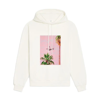 Celine SS23 Floral Print Cotton Oversized Hoodie White - 2Y84B670Q-01ZX