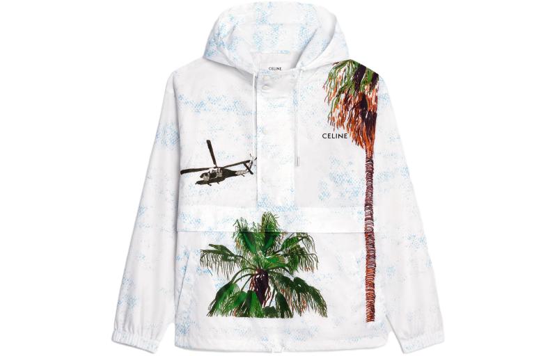 Celine SS23 Floral Print Hooded Jacket White 2W828397U-01MU
