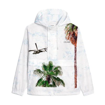 Celine SS23 Floral Print Hooded Jacket White 2W828397U-01MU