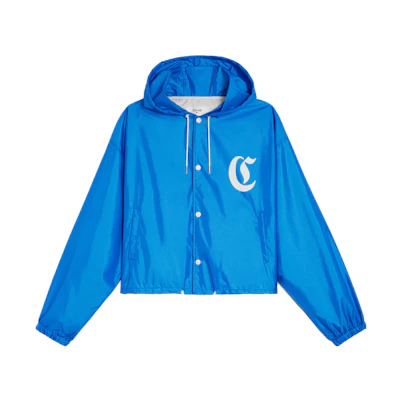 Celine SS23 Geometric Print Hooded Button-Up Jacket Gem Blue 2W844495M-07RB