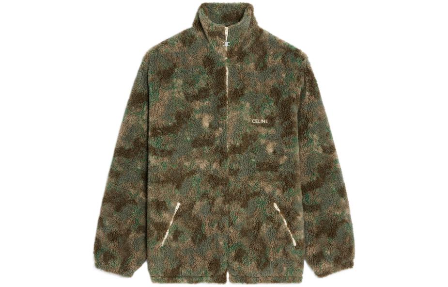 Celine SS23 Green Camouflage Embroidered Zip-Up Jacket 2Y79A295T-02CQ