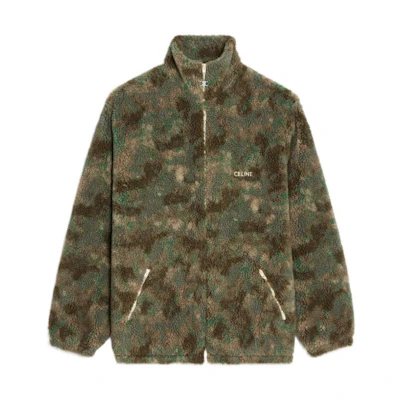 Celine SS23 Green Camouflage Embroidered Zip-Up Jacket 2Y79A295T-02CQ