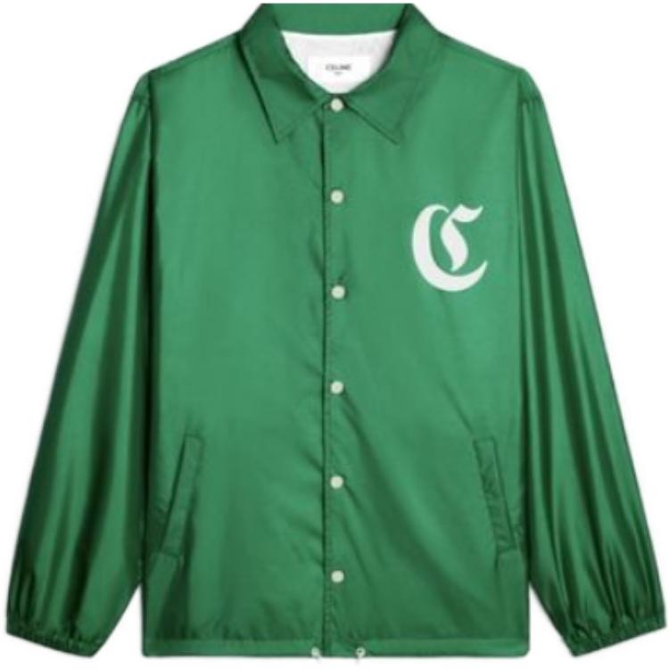 Celine SS23 Green Logo Print Collared Jacket 2W864495M30GE