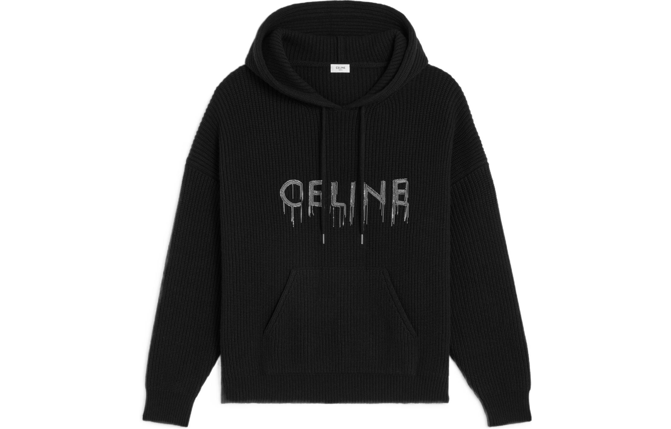 Celine SS23 Letter Chain Hooded Pullover Hoodie Black 2AG74430U-38NO