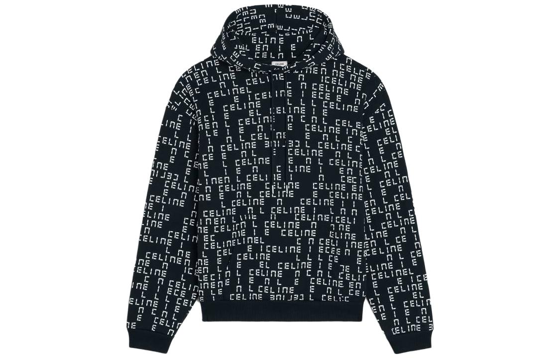 Celine SS23 Letter Print Drawstring Hoodie Black 2Y403687O-38AW