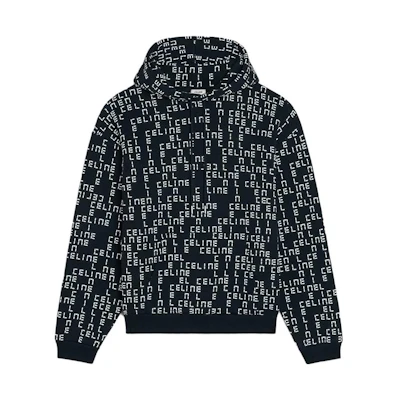 Celine SS23 Letter Print Drawstring Hoodie Black 2Y403687O-38AW