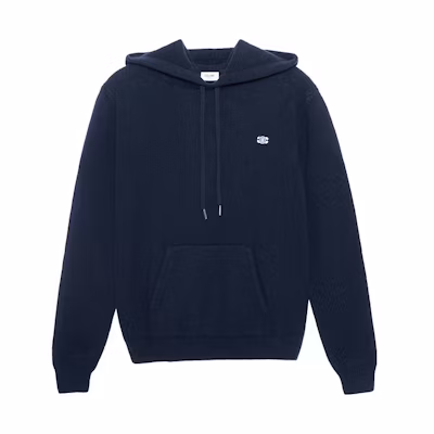CELINE SS23 Navy Blue Logo Patch Pullover Hoodie . 2AC87048T-07MR