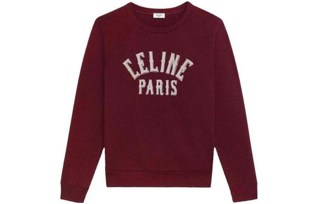 Celine SS23 Red Logo Print Crewneck Long Sleeve Sweatshirt 2Y162450I-28PA