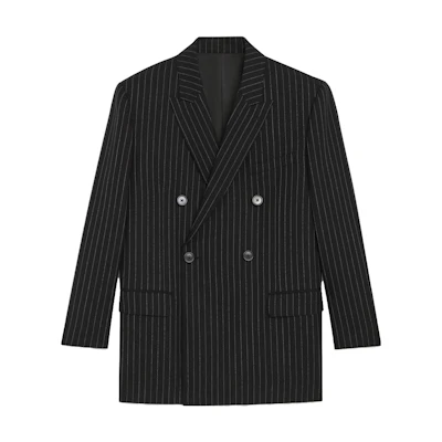 Celine SS23 Solid Striped Minimalist Blazer Jacket - Black 2V25D219M-38BJ