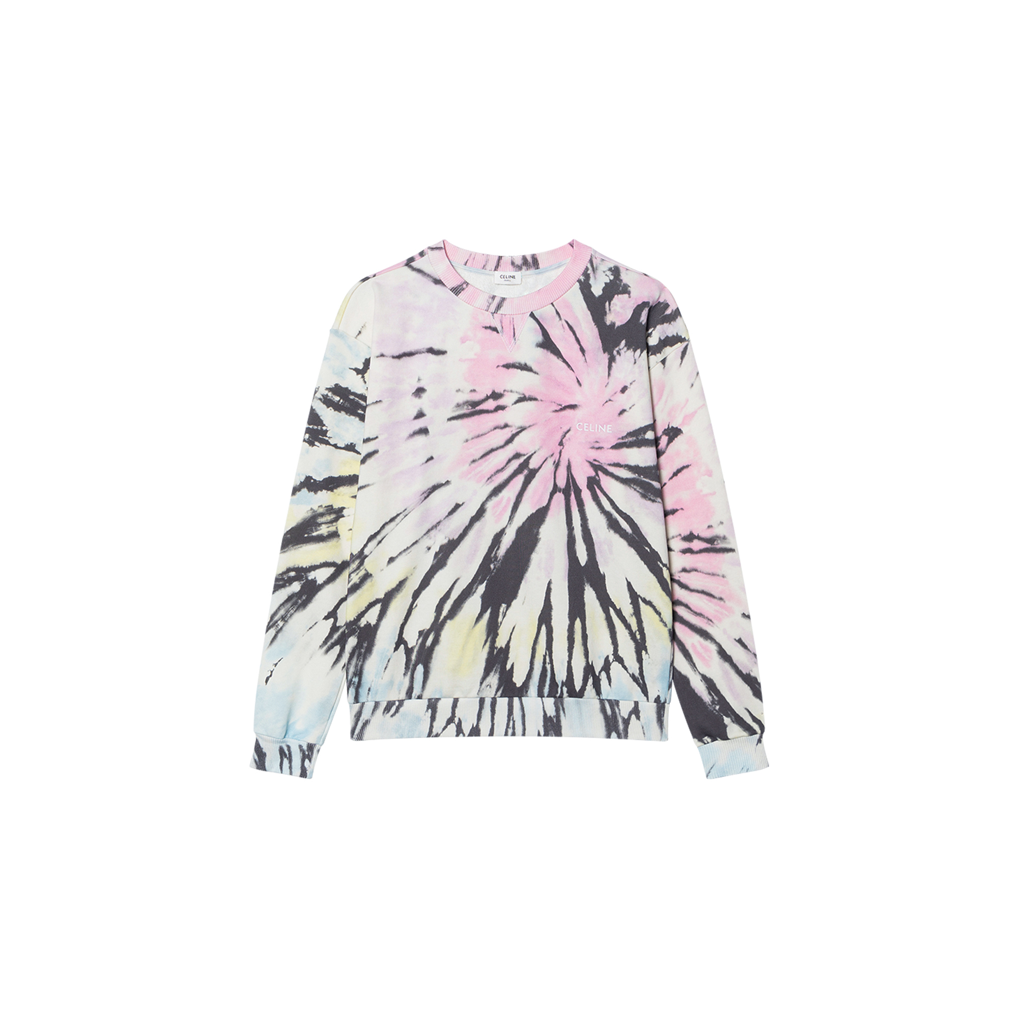 Buy CELINE SS23 Tie-Dye Logo Print Long Sleeve Sweatshirt Multicolor . 2Y53C647V-14PX