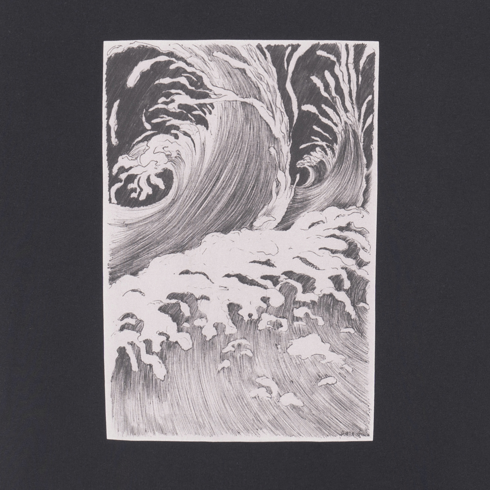 Sizing CELINE SS23 Kaos Hitam Wave Print Crewneck Lengan Pendek Santai. 2X45F671Q-38AW