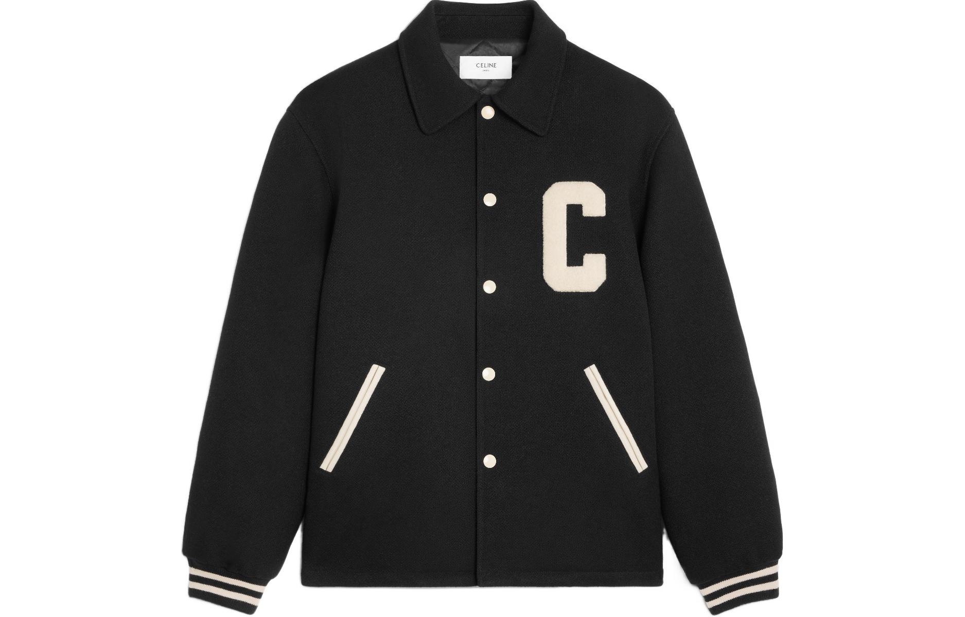 CELINE SS24  Black Letter Patch Collared Jacket. 2V02K896C-38NO