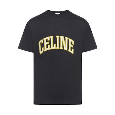 CELINE SS24 Black Letter Print Crewneck T-Shirt. 2X60L671Q-38YG