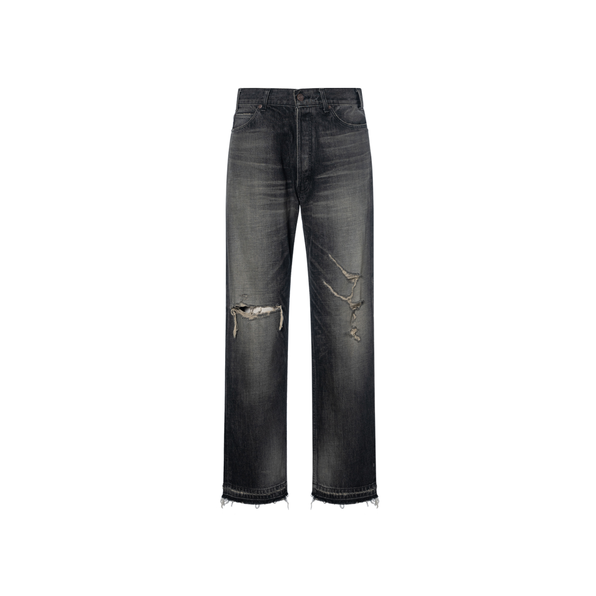 Order CELINE SS24 Jeans Negros Tiro Bajo Desgastados con Botones. 2N785247Y-06CK