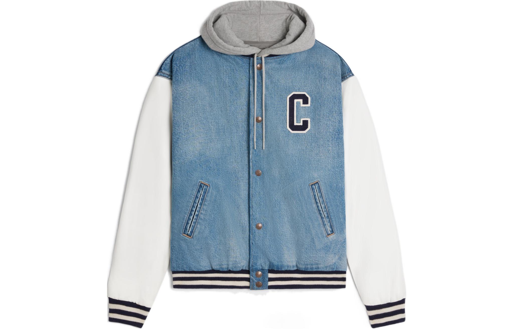 Order CELINE SS24  Blue Striped Letter Patch Hooded Jacket. 2Q937034S-09PI