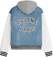 Lookbook CELINE SS24 藍色條紋字母貼布連帽外套. 2Q937034S-09PI