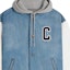 Sizing CELINE SS24 Blue Striped Letter Patch Hooded Jacket. 2Q937034S-09PI
